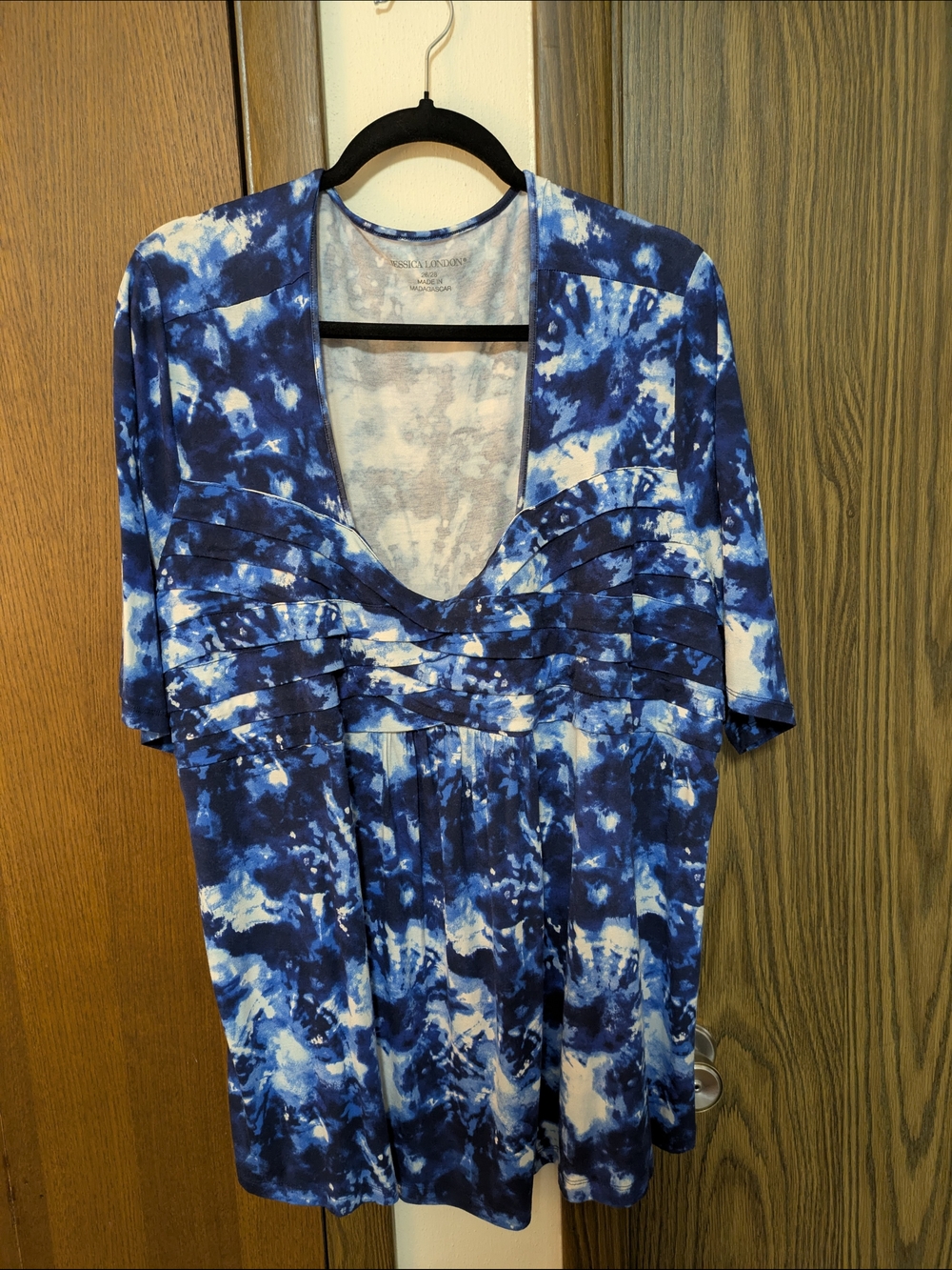 Jessica London Blue Tie-Dye V-Neck Tunic